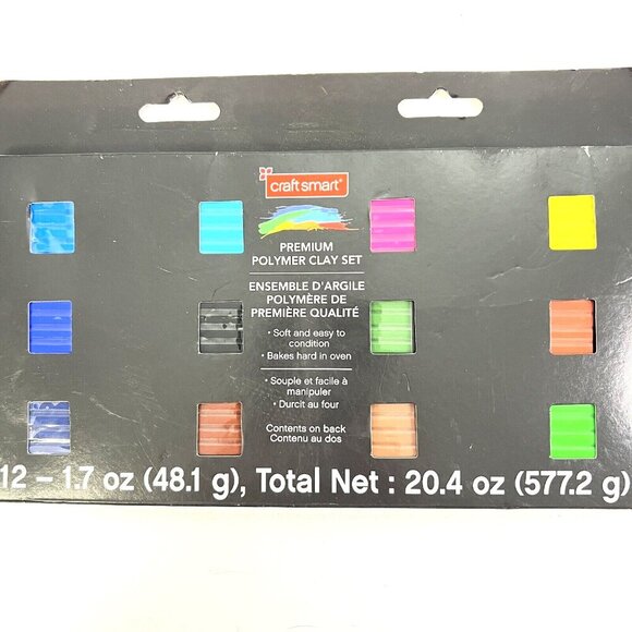CRAFT SMART NEW! Premium Polymer Clay Set 12 Colors 20.4 oz Total - Picture 1 of 7